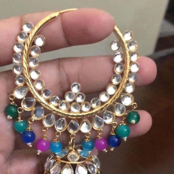 Indian Punjabi earrings tikka jewelry set - Picture 3 of 4